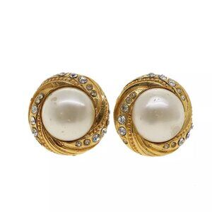 CHANEL Earring Gold Tone CC Auth